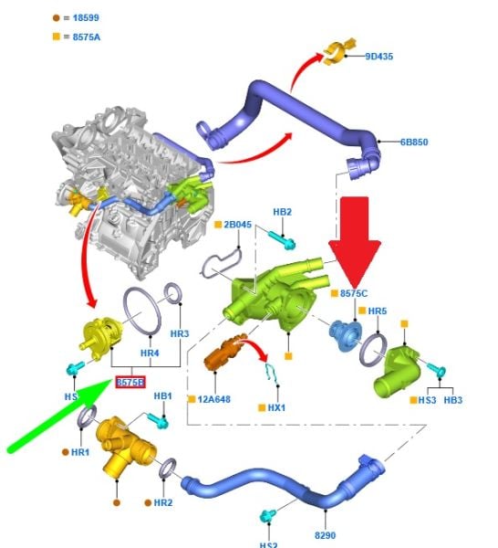 Termostat Fiesta Focus C-Max 1.0 Ecoboost